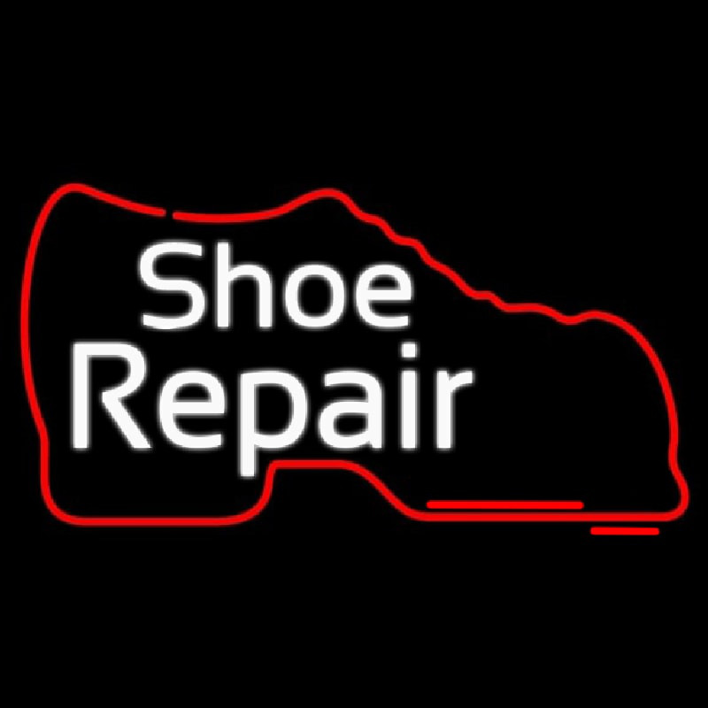 White Shoe Repair With Shoe Neonreclame