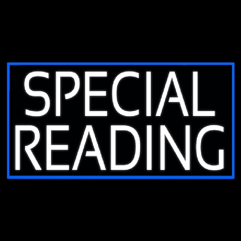 White Special Reading Blue Border Neonreclame