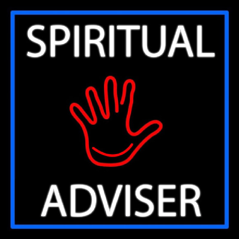 White Spiritual Advisor With Red Palm Neonreclame