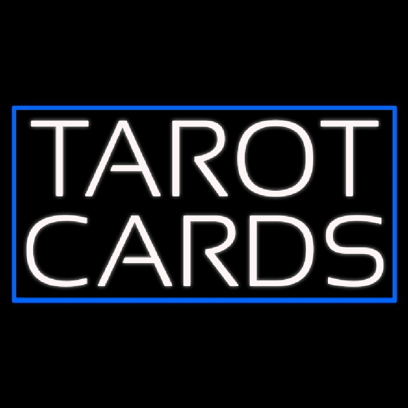 White Tarot Cards Blue Border Neonreclame