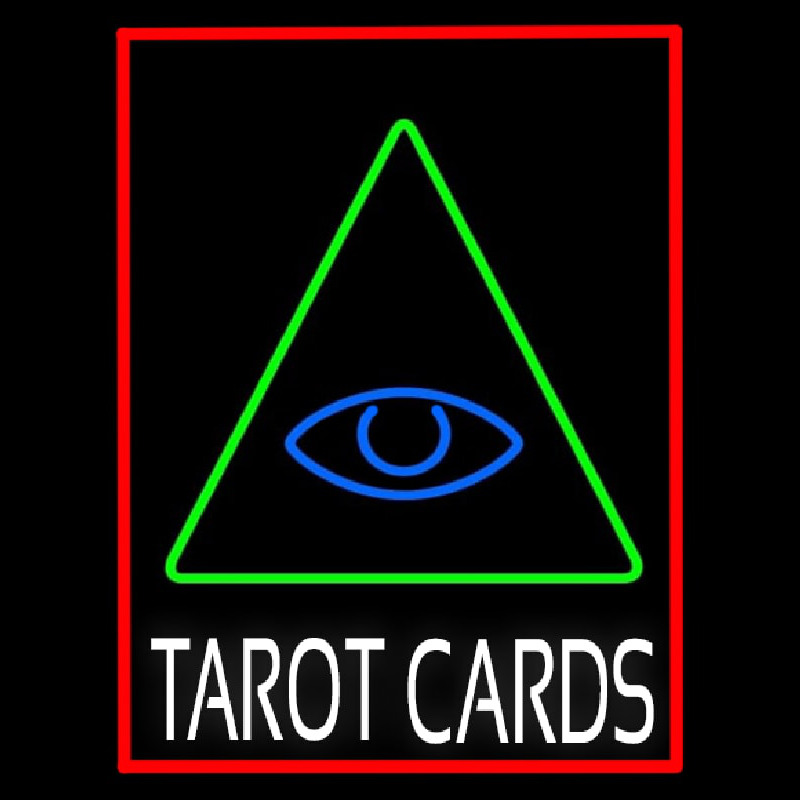 White Tarot Cards Logo And Red Border Neonreclame