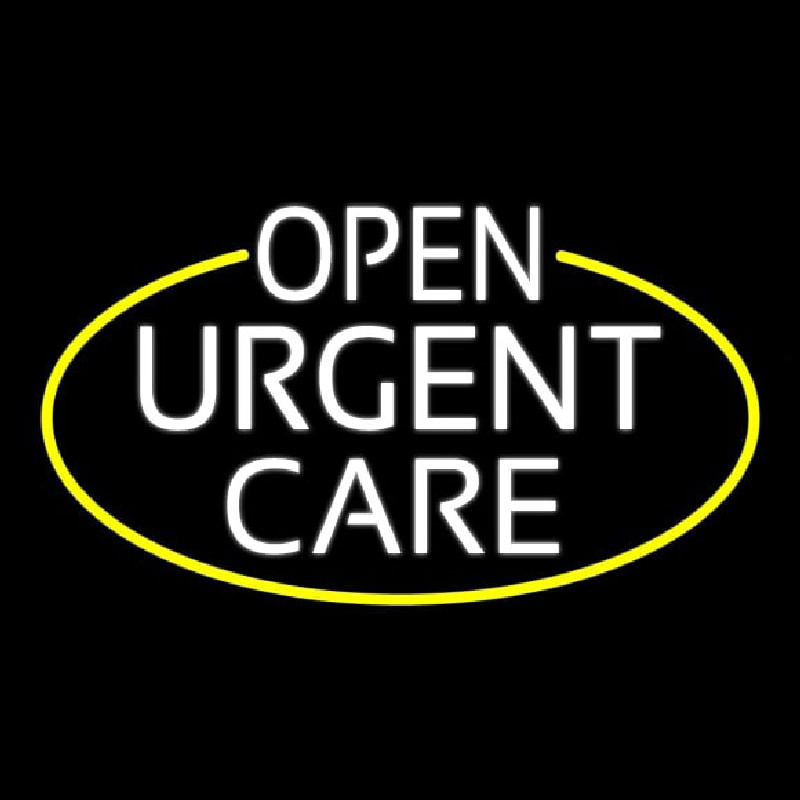 White Urgent Care Oval With Yellow Border Neonreclame