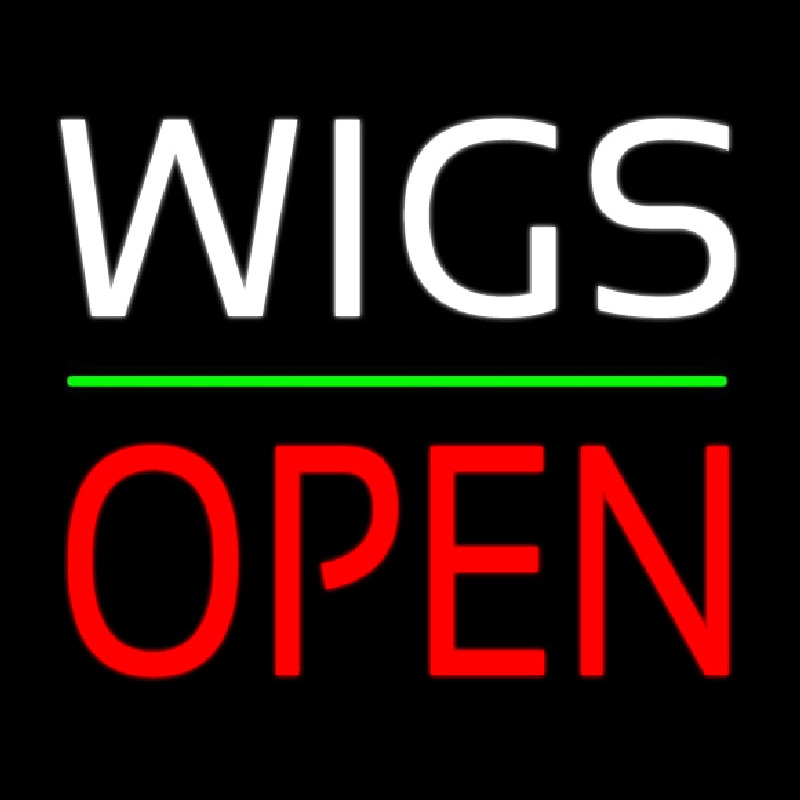 Wigs Block Open Green Line Neonreclame