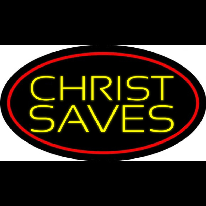 Yellow Christ Saves Neonreclame