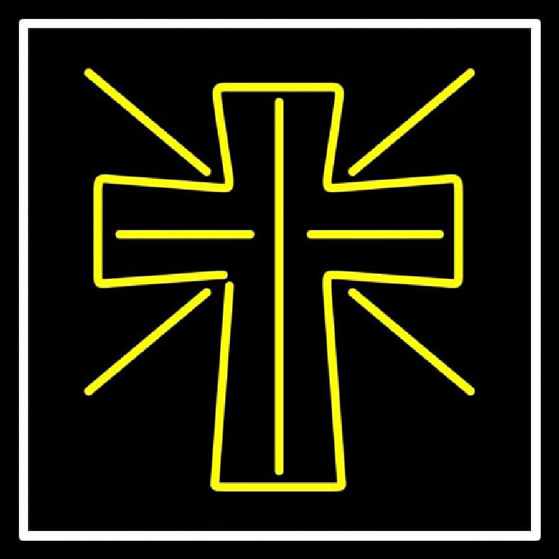 Yellow Christian Cross Neonreclame