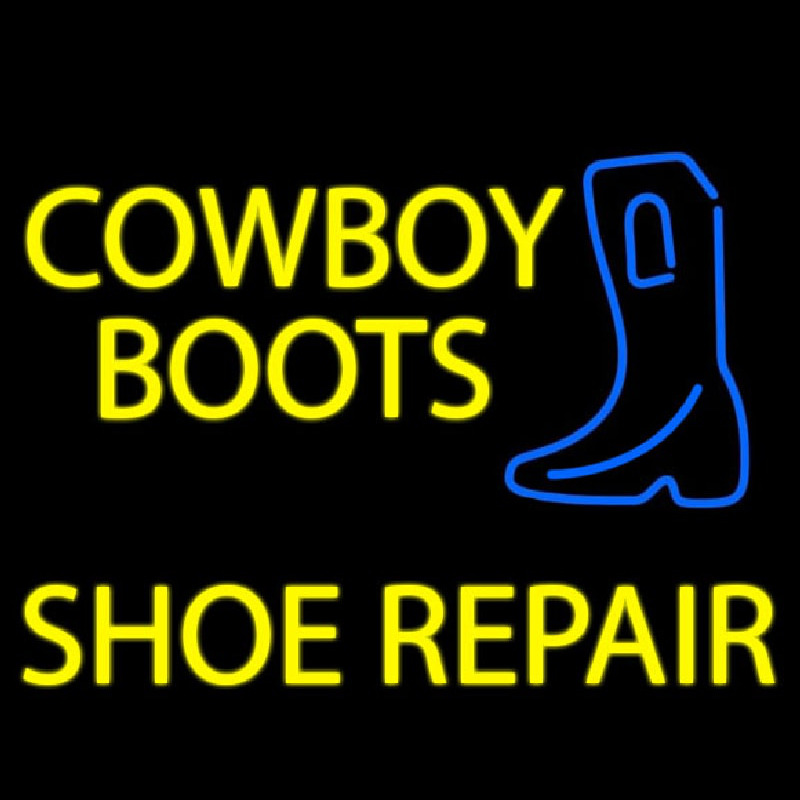 Yellow Cowboy Boots Shoe Repair Neonreclame