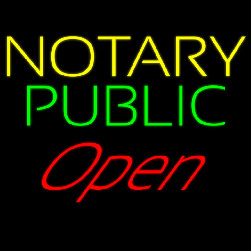 Yellow Green Notary Public Red Open Neonreclame