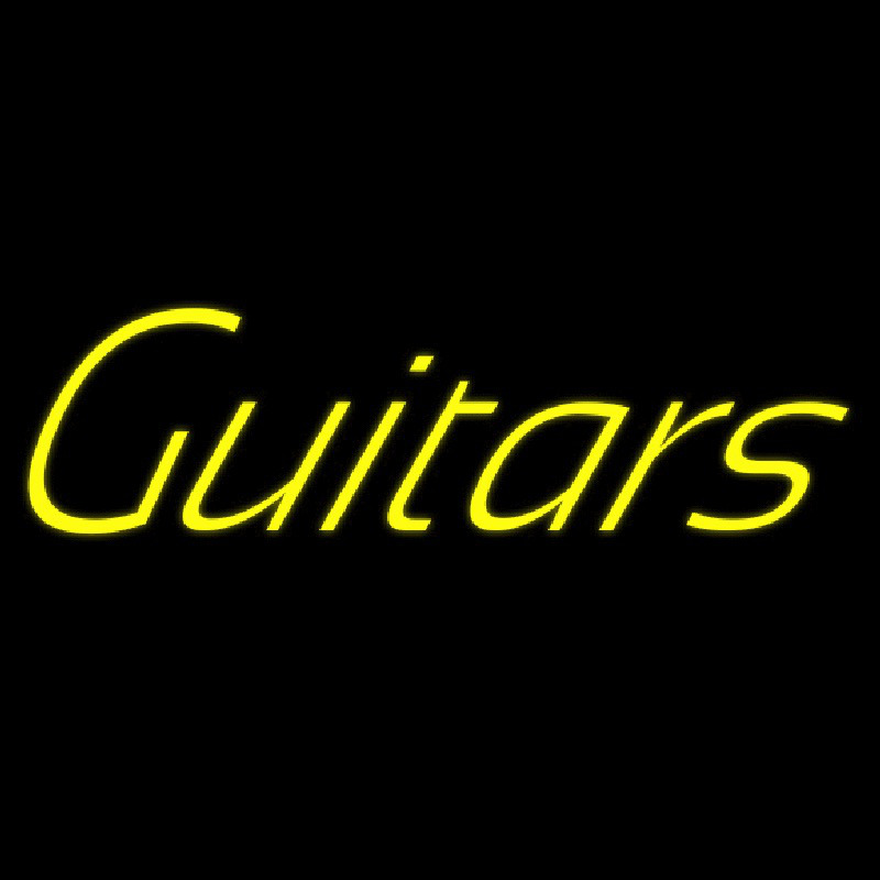 Yellow Guitars Cursive 1 Neonreclame