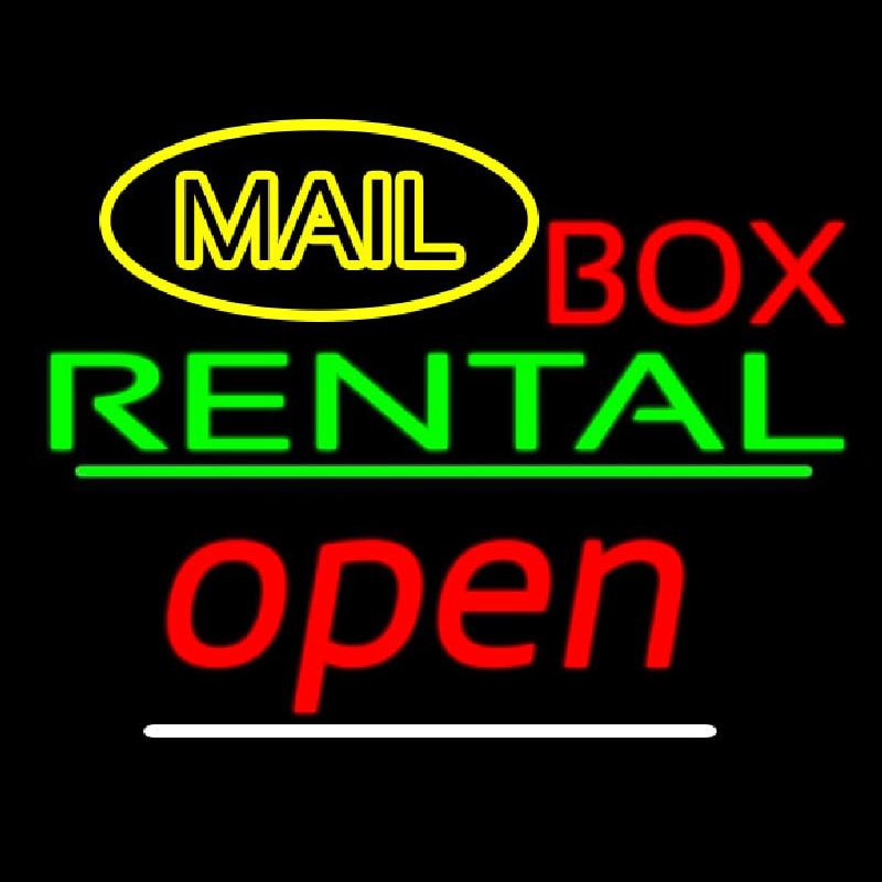 Yellow Mail Block Bo  Rental Open 2 Neonreclame