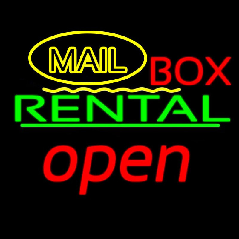 Yellow Mail Block Bo  Rental Open 3 Neonreclame