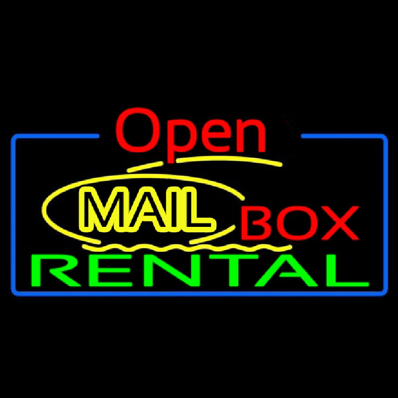 Yellow Mail Block Bo  Rental Open 4 Neonreclame