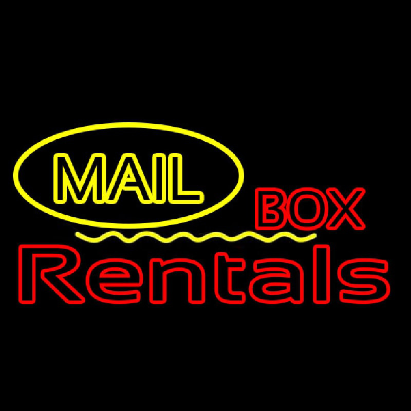 Yellow Mail Block Bo  Rentals Neonreclame