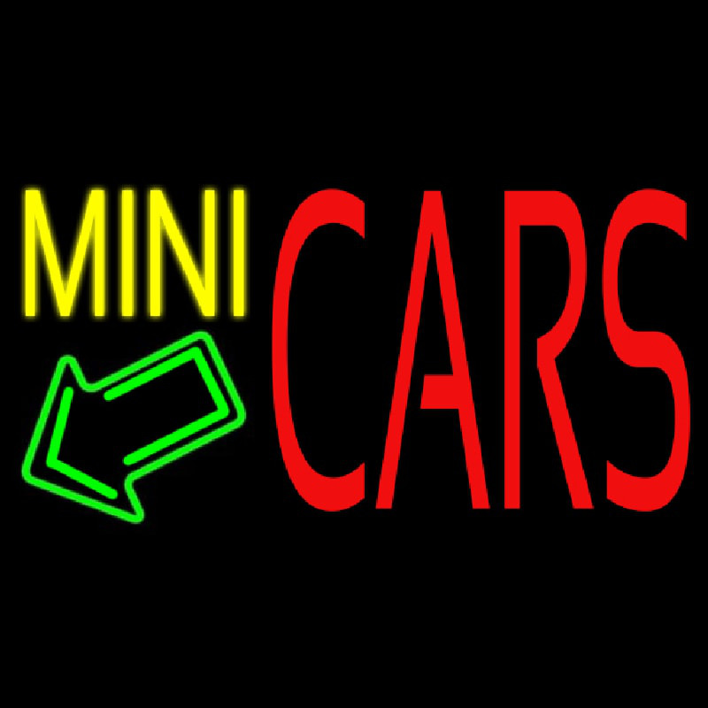 Yellow Mini Red Cars Neonreclame