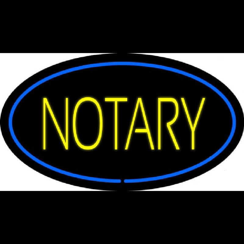 Yellow Notary Oval Blue Border Neonreclame