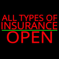 All Types Of Insurance Open Green Line Neonreclame