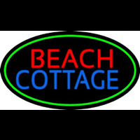 Beach Cottage With Green Border Neonreclame