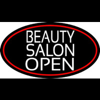 Beauty Salon Open Oval With Red Border Neonreclame