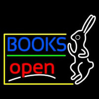 Blue Books With Rabbit Logo Open Neonreclame