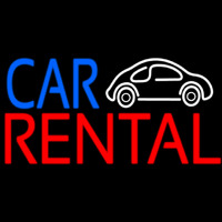 Blue Car Red Rental With Logo Neonreclame