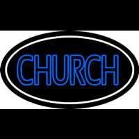 Blue Double Stroke Church Neonreclame