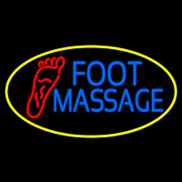 Blue Foot Massage With Yellow Oval Neonreclame