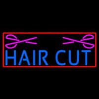 Blue Haircut With Scissor Neonreclame