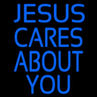 Blue Jesus Cares About You Neonreclame