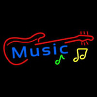 Blue Music Red Guitar 1 Neonreclame