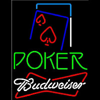 Budweiser Green Poker Red Heart Beer Sign Neonreclame