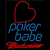 Budweiser Poker Girl Heart Babe Beer Sign Neonreclame