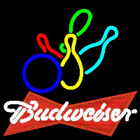 Budweiser Red Colored Bowling Beer Sign Neonreclame