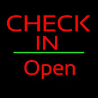 Check In Open White Line Neonreclame