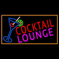 Cocktail Lounge And Martini Glass With Orange Border Neonreclame