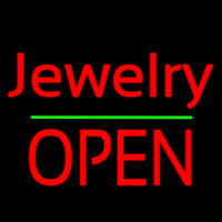 Cursive Jewelry Green Line Open Neonreclame