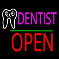 Dentist Logo Block Open Green Line Neonreclame