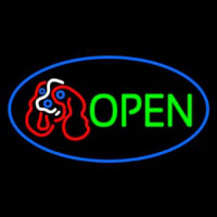 Dog Logo Open Blue Oval Neonreclame