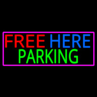 Free Here Parking With Pink Border Neonreclame