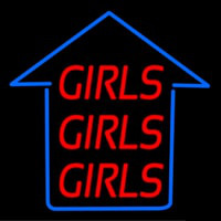 Girls Girls Girls Blue Arrow Neonreclame