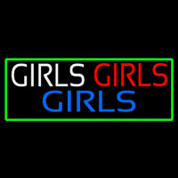 Girls Girls Girls Strip With Turquoise Border Neonreclame