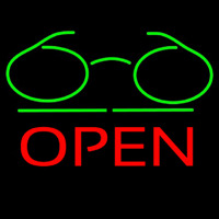 Glasses Logo Block Open Green Line Neonreclame