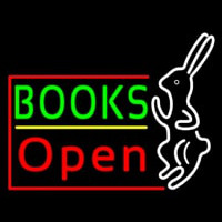 Green Books With Rabbit Logo Open Neonreclame