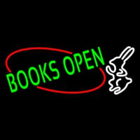 Green Books With Rabbit Logo Open Neonreclame