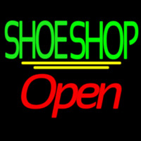 Green Double Stroke Shoe Shop Open Neonreclame