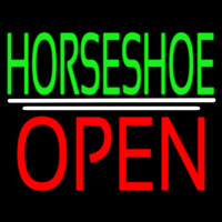 Green Horseshoe Open Neonreclame