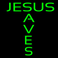 Green Jesus Saves Neonreclame