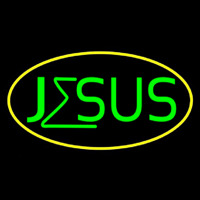 Green Jesus Yellow Border Neonreclame