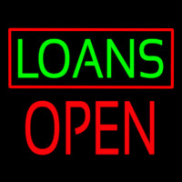 Green Loans Red Border Block Open Neonreclame