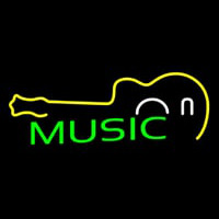 Green Music With Guitar Neonreclame