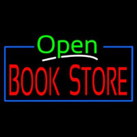 Green Open Book Store Blue Border Neonreclame