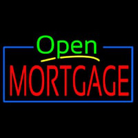 Green Open Mortgage Blue Border Neonreclame